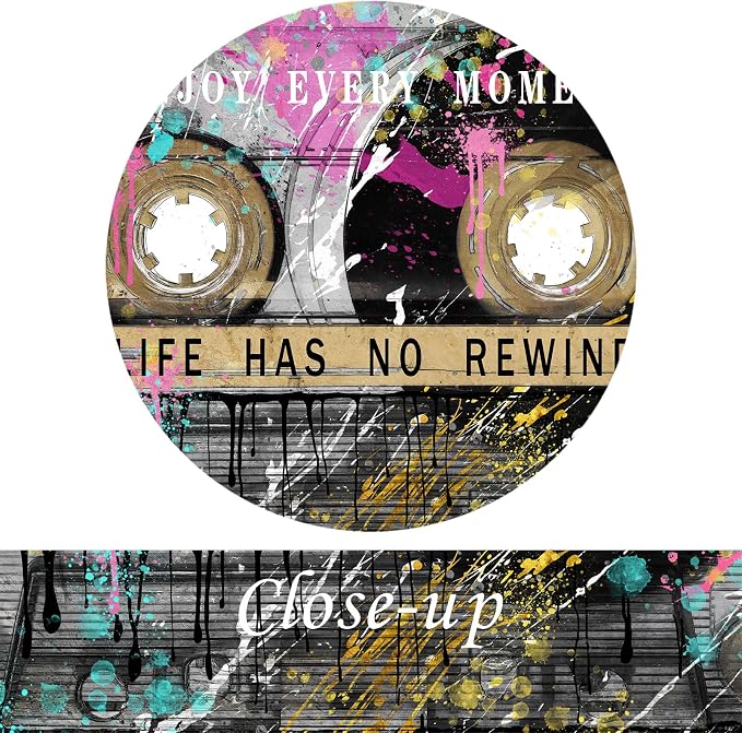 KREATIVE ARTS Vintage Graffiti Street Art Canvas Retro Cassette Tape Life Quote - Image 5