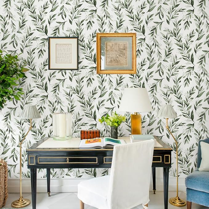 Livebor Green Leaf Wallpaper Peel and Stick Olive Leaf Contact Paper 17.7inch x - Image 2