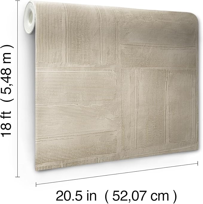 RoomMates Taupe Dimensional Square Plaster Peel and Stick Wallpaper, RMK12681PLW - Image 5