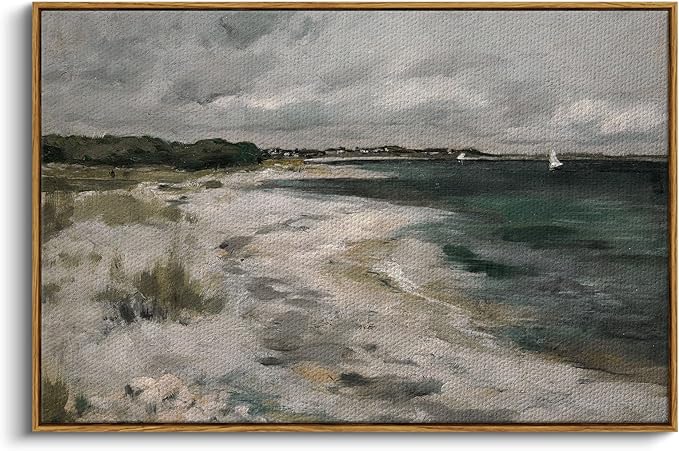 InSimSea Framed Canvas Wall Art, Seaside Landscape Painting Prints, Coastal by InSimSeaArt