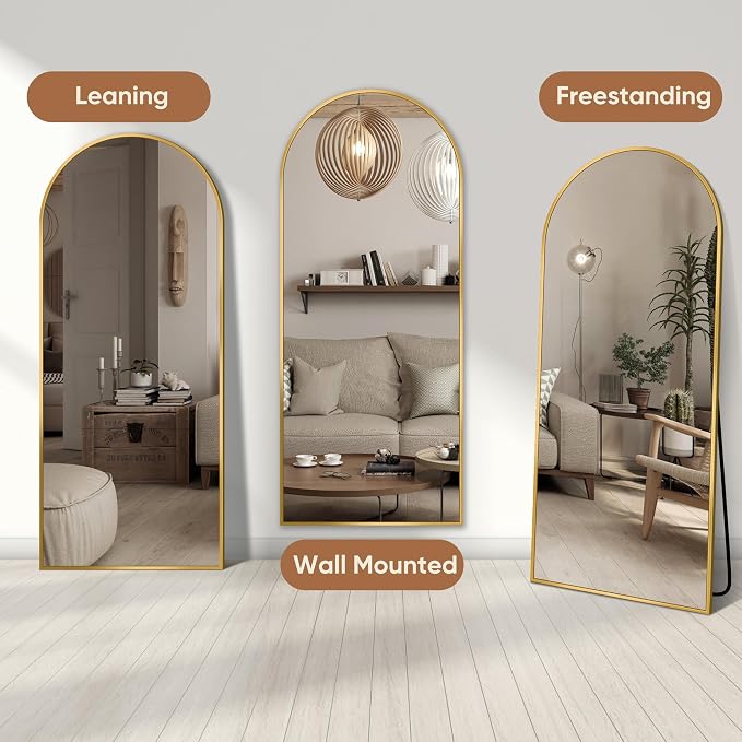 69"x28" Full Length Mirror, Arched Full Body Mirror, Standing Hanging or - Image 5
