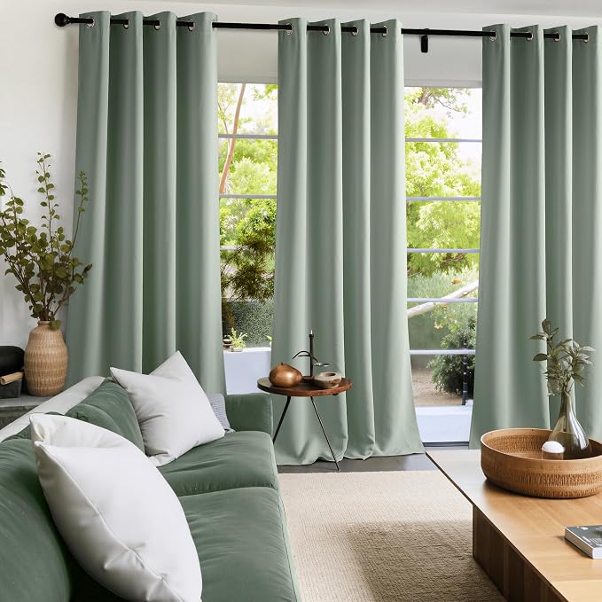 NICETOWN Blackout Curtains Grommet 2 Panels 72 Inches Long, Sage Green - Image 9