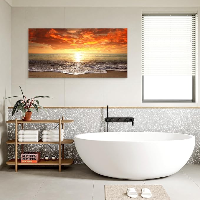 Baisuart-S0198 Canvas Prints Wall Art Sunset Ocean Beach Pictures Photo - Image 9