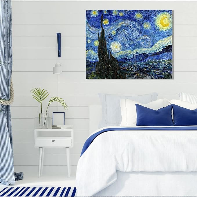 1 KINGO Van Gogh Canvas Wall Art: Starry Night Landscape Painting Picture - Image 5