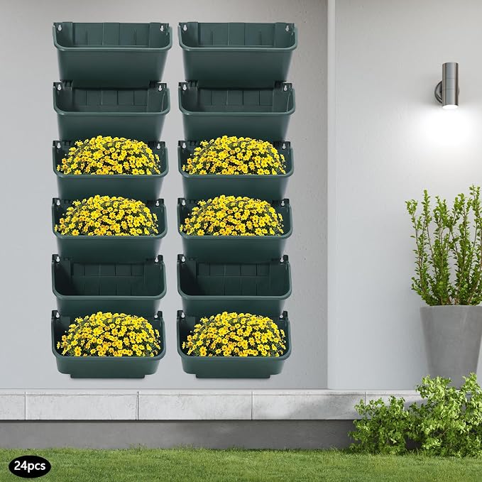 Vertical Wall Planter with 24 Pots, Hanging Garden Plant Flowerpot Holder - Image 4