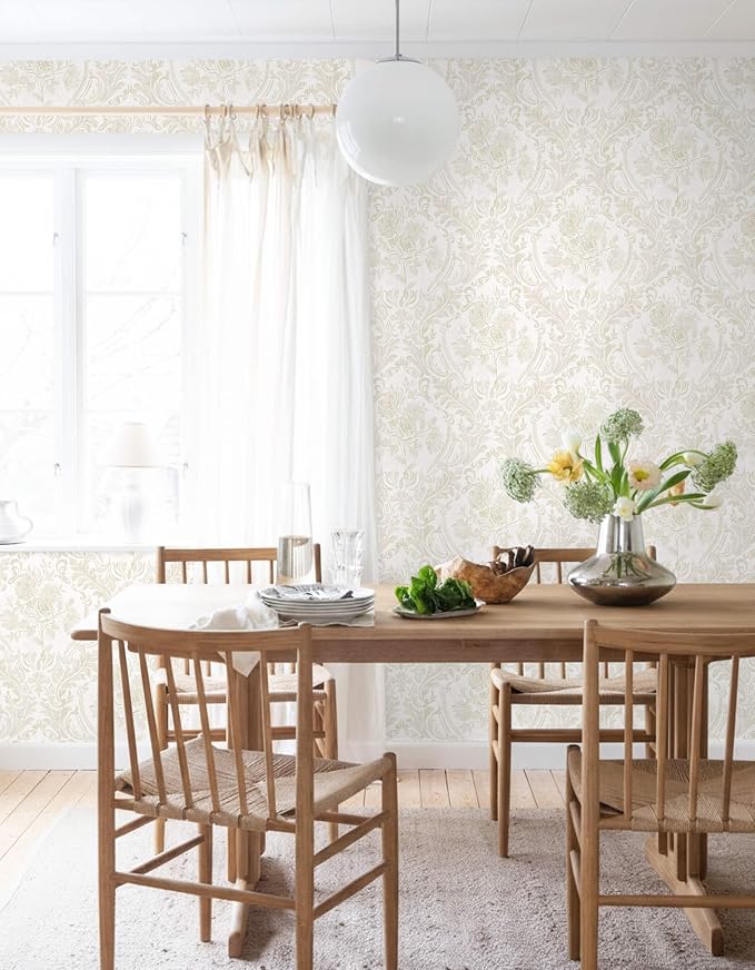 Ismoon Floral Peel and Stick Wallpaper Vintage Beige Contact Paper Boho - Image 7