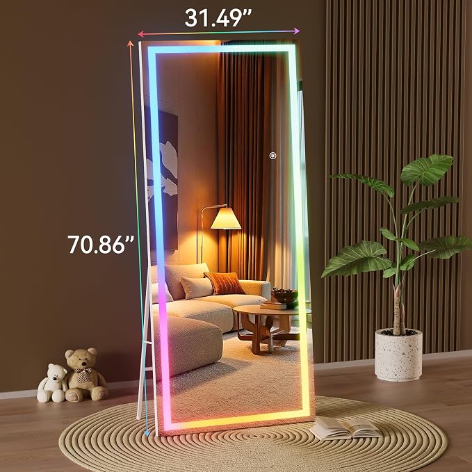 Hasipu 71"x31" LED RGB Bluetooth Full Length Mirror - Image 3