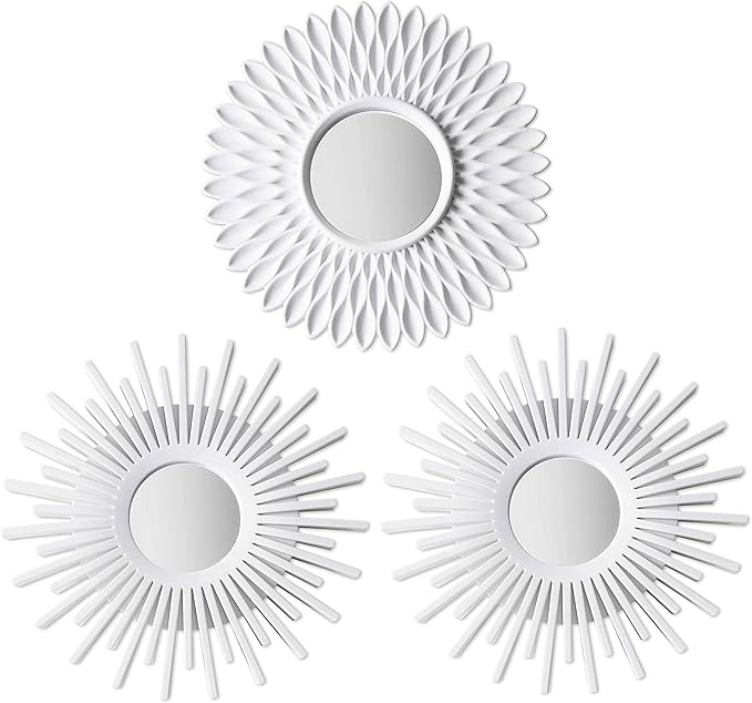 BONNYCO Wall Mirrors Pack of 3, Round White Mirrors by BONNYCO