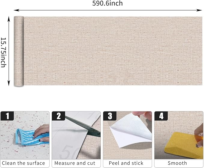 15.75"x590.6" Beige Grasscloth Wallpaper Peel and Stick Removable Textured Wall - Image 9