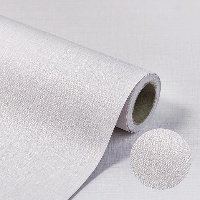 Beige Wallpaper Grasscloth Peel and Stick Wallpaper 15.7"x 196" Fabric Contact by TAPETYLLER