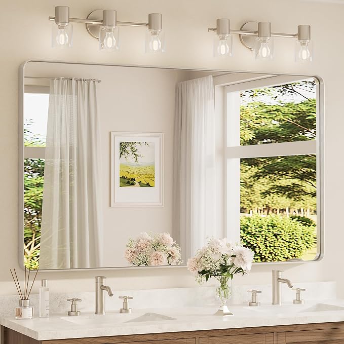 TETOTE 60 x 36 Inch Brushed Nickel Bathroom Mirror by TETOTE