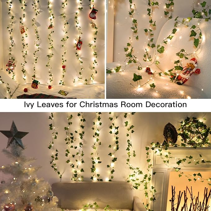 suddus Vines with Light for Bedroom, 200 LED Fairy Lights with Vines, Ivy - Image 3