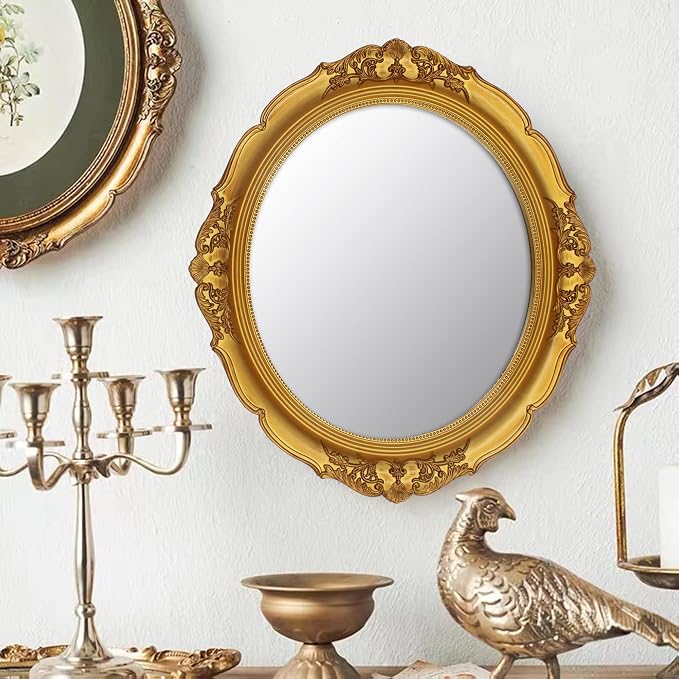 YCHMIR 14.8 x 13.1 inch Oval Wall Mirror Vintage Style Wall Mounted - Image 2
