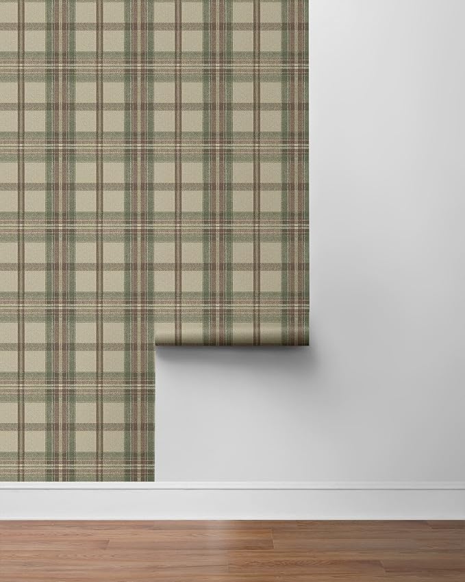 NextWall Harry & Grace Herringbone Plaid Premium Matte Non-Woven Peel and Stick - Image 7