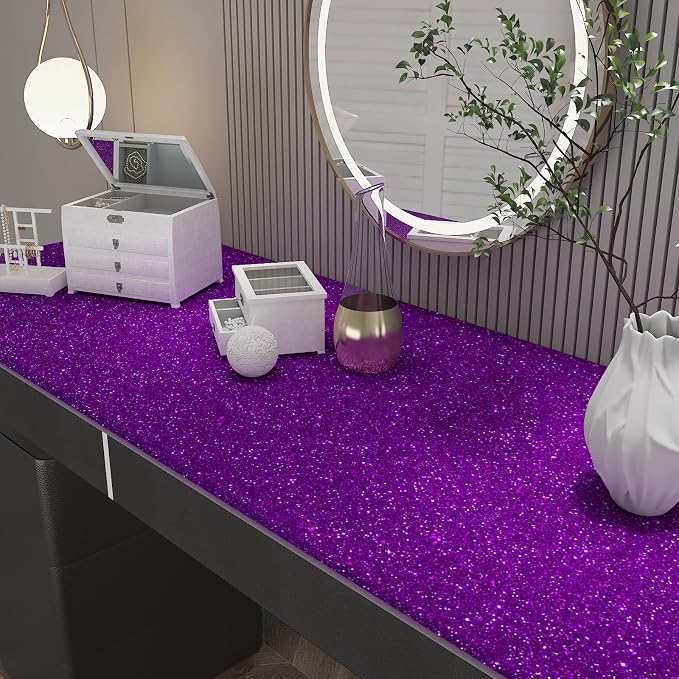 CHIHUT Dark Purple Glitter Wallpaper Stick and Peel - Image 8