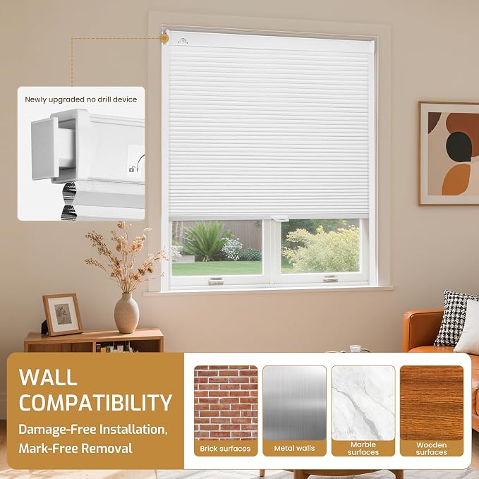 Grandekor No Drill No Tools Cordless Cellular Shades, UV Protection Privacy No - Image 8