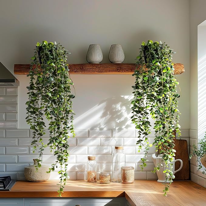 Artificial Hanging Plant 2 Pcs Faux Plant Ivy Vine Faux Eucalyptus Vines Fake by Yarmare