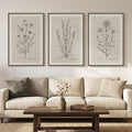 Framed Farmhouse Botanical Canvas Wall Art Set of 3, Large Vintage Neutral by MXART