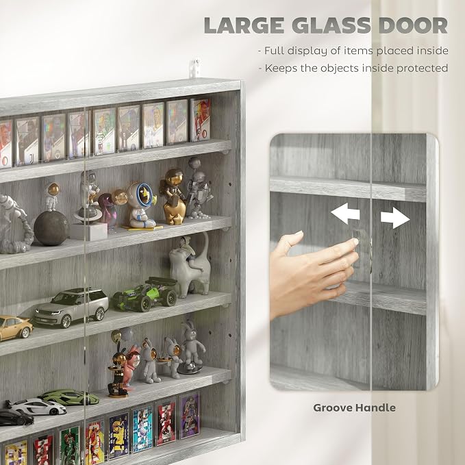 HOMCOM 5-Tier Display Cabinet, Glass Door Cabinet - Image 5