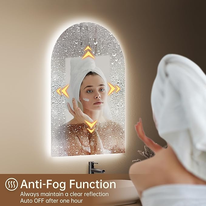 Arched Backlit Mirror Bathroom 20"x30"- Frameless LED Bathroom Mirror - Image 2