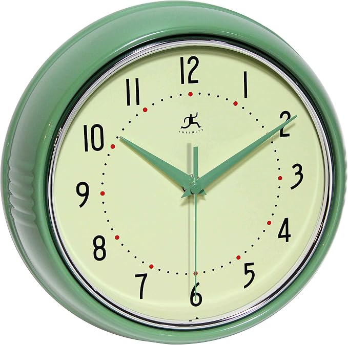 Infinity Instruments LTD. Retro 9 inch Silent Sweep Non-Ticking Mid Century by InfinityInstruments
