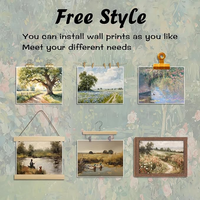 SEHSUVC Vintage Country Classic Oil Wall Art Set of 9, Flowers Tree Farmhouse - Image 5