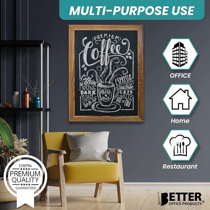 Better Office Products Magnetic Wall Chalkboard, Large Size 18" x 24", Rustic - Image 6