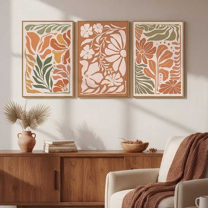 3 Piece Framed Boho Floral Wall Art - Image 5