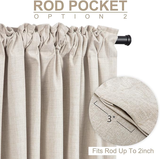 100% Blackout Shield Linen Blackout Sliding Door Curtains - Image 4