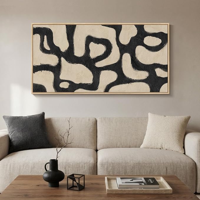 Framed Abstract Neutral Horizontal Wall Art by MXART
