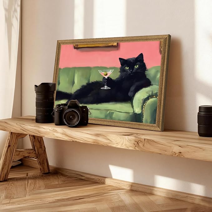Fantasy Artists Humorous Black Cat Character Wall Art – Relaxed Anthropomorphic - Image 5