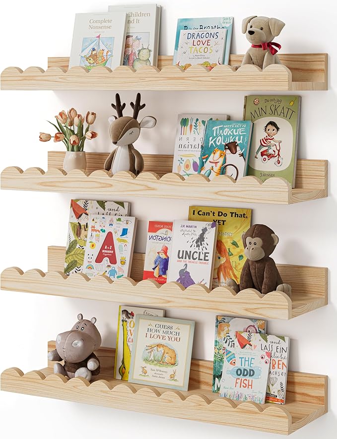 Shario Nursery Book Shelves, Scalloped Shelves, Wall Book Shelves by Shario
