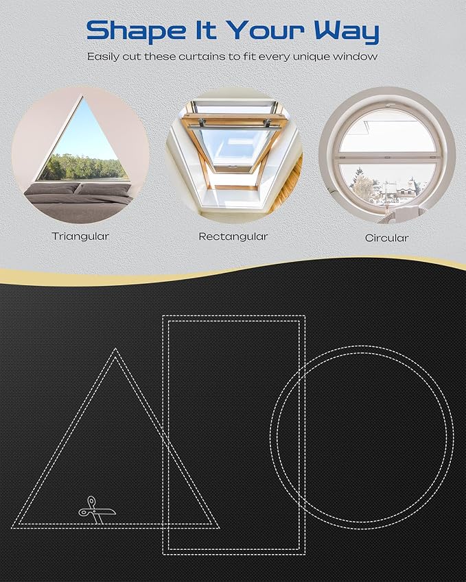 30" W x 54" L 100% Blackout Curtains, Total Darkness No-Drill Black Out Window - Image 3