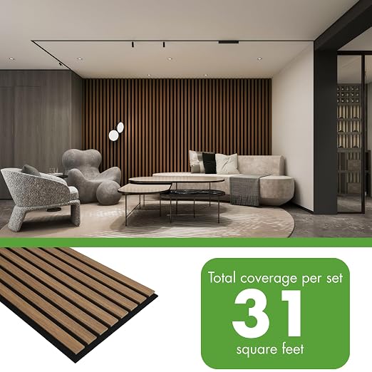 Art3d 4-Pack 12" x 93" Soundproof Wood Slat Panels, 31 sq.ft Acoustic Wall - Image 4