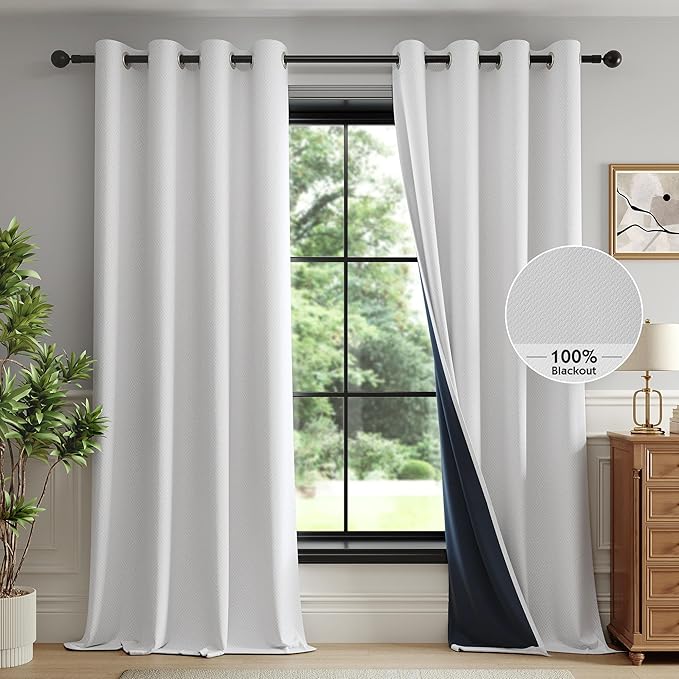 FMFUNCTEX 100% White Blackout Curtains by Fmfunctex