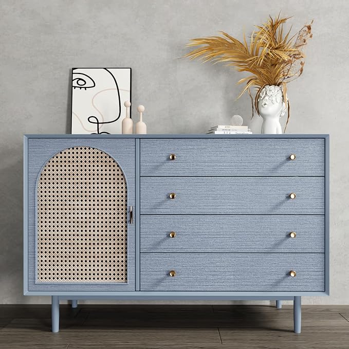 CRE8TIVE 24"x118" Wide Light Blue Grasscloth Peel and Stick Wallpaper Fabric - Image 6