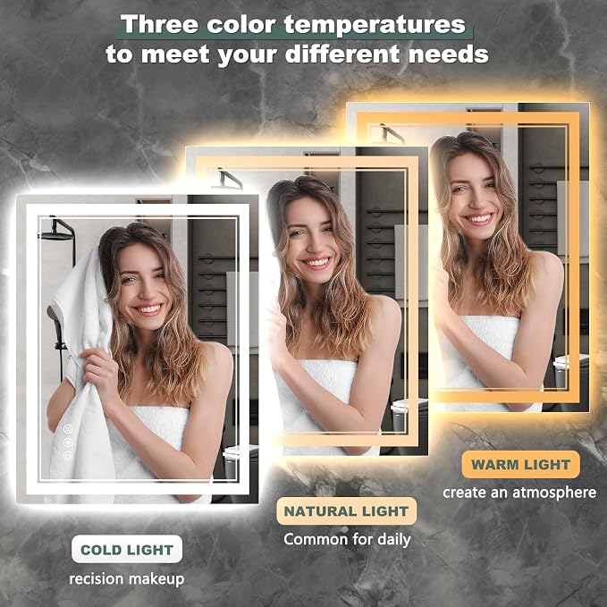 36x24 Inch LED Bathroom Mirror - Image 3