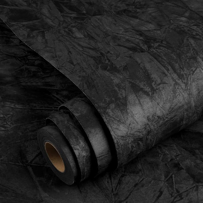 YENHOME 30"X118" Vintage Black Peel and Stick Wallpaper Textured Wallpaper by Yenhome