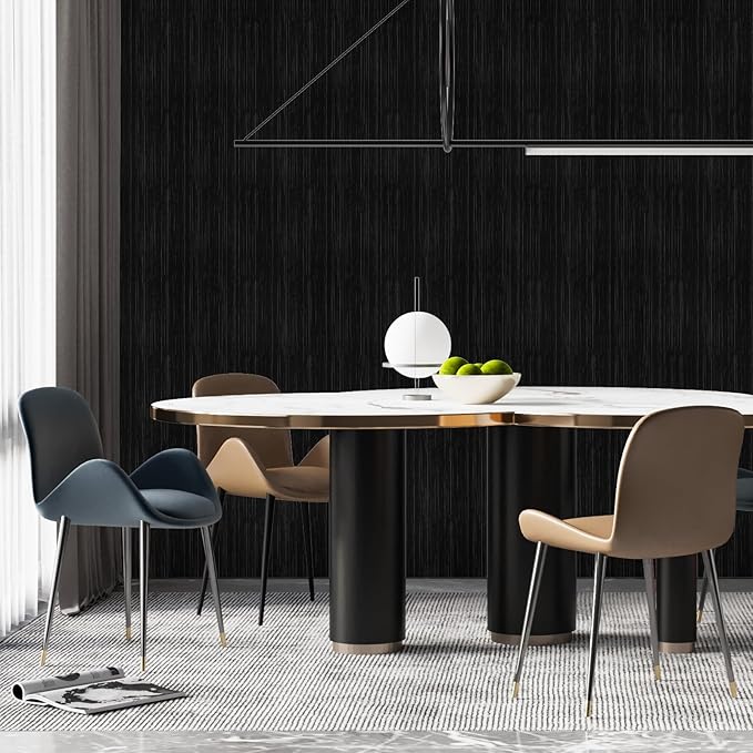 Black Grasscloth Peel and Stick Wallpaper Vintage Texture Removable Waterproof - Image 4