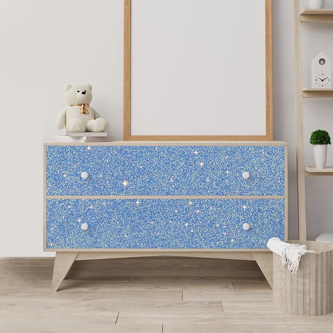 CHIHUT Holographic Blue Glitter Wallpaper 15.7''x100'' Sparkly Iridescent - Image 2