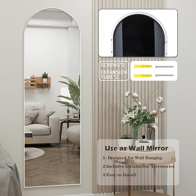 Arched Full Length Door Mirror 14x48, Metal Frame - Image 8