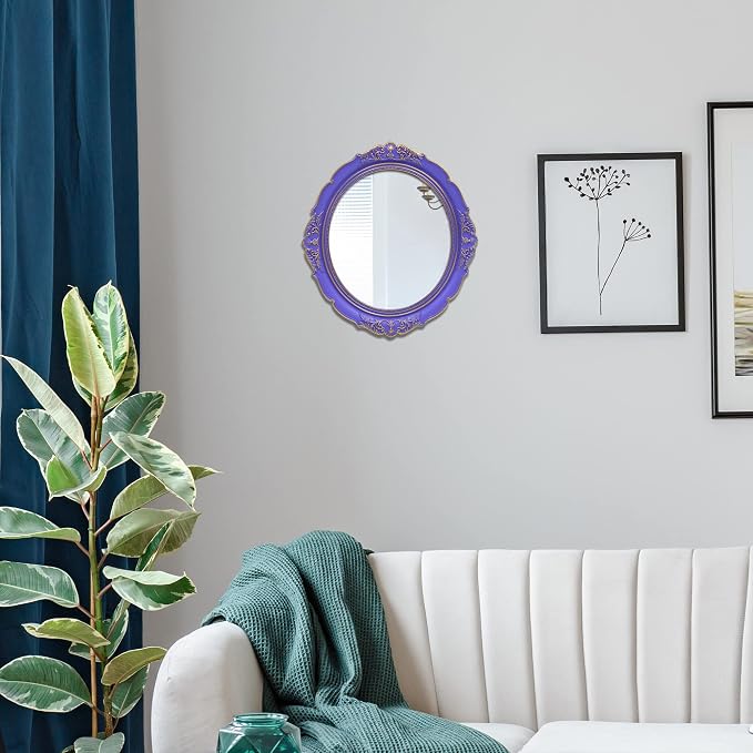 YCHMIR 14.8 x 13.1 inch Oval Wall Mirror Vintage Style - Image 2