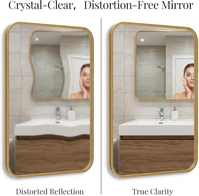 30x48 Inch Oversized Matte Gold Bathroom Vanity Mirrors | Flush Mount Deep Set - Image 6