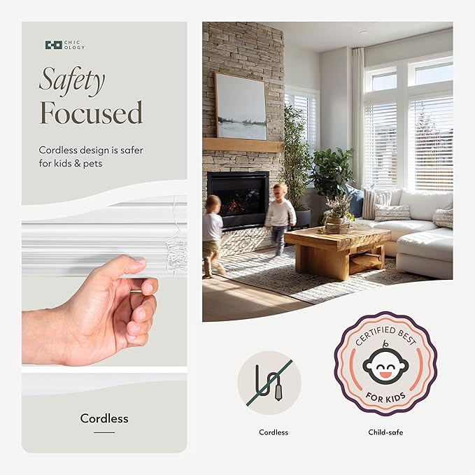 CHICOLOGY Cordless Mini Blinds, 1 Inch Vinyl Window Blinds, Room Darkening & - Image 4