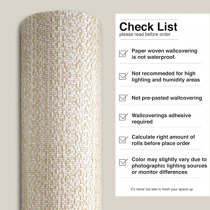 Ansehan Wallcovering W1321 Oxford Collection 36" W x 8 Yard L, Natural Paper - Image 8