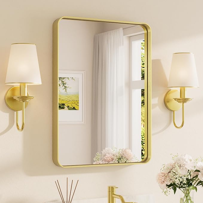 TETOTE Gold Framed Mirror for Bathroom, 22 x 30 Inch Vanity Mirror for Wall by TETOTE