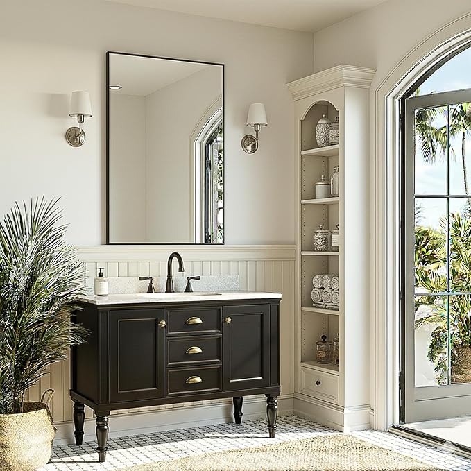 FICTOR Bathroom Vanity Mirror-Black, Shatterproof & Anti-Rust, Wall Mount - Image 6