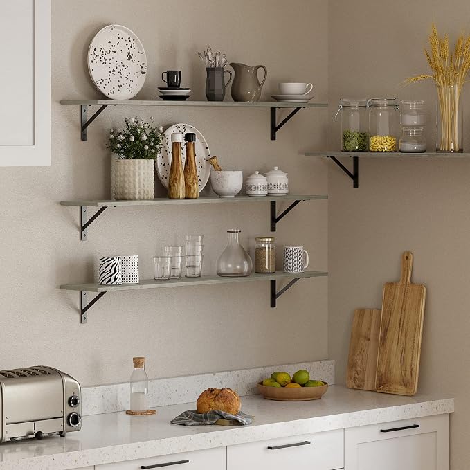 DINZI LVJ Long Wall Shelves, 47.3Inch Wall Mounted Shelves Set of 2, Extra - Image 5