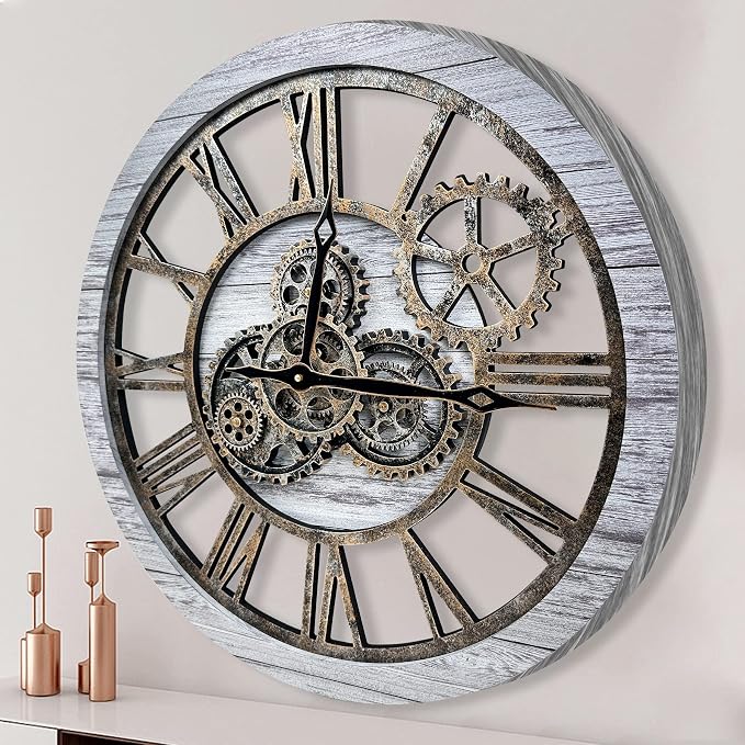 The B-Style Large Wall Clock 24 inch Moving Gear Wall Clock Oversized Vintage by TheB-StyleTB
