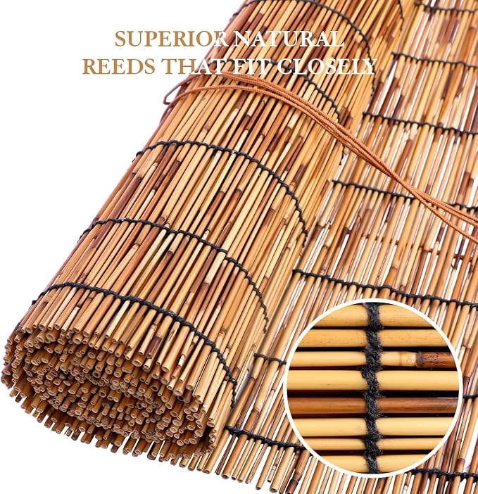 Reed Curtain, Bamboo Light Filtering Roller Shades - Image 2